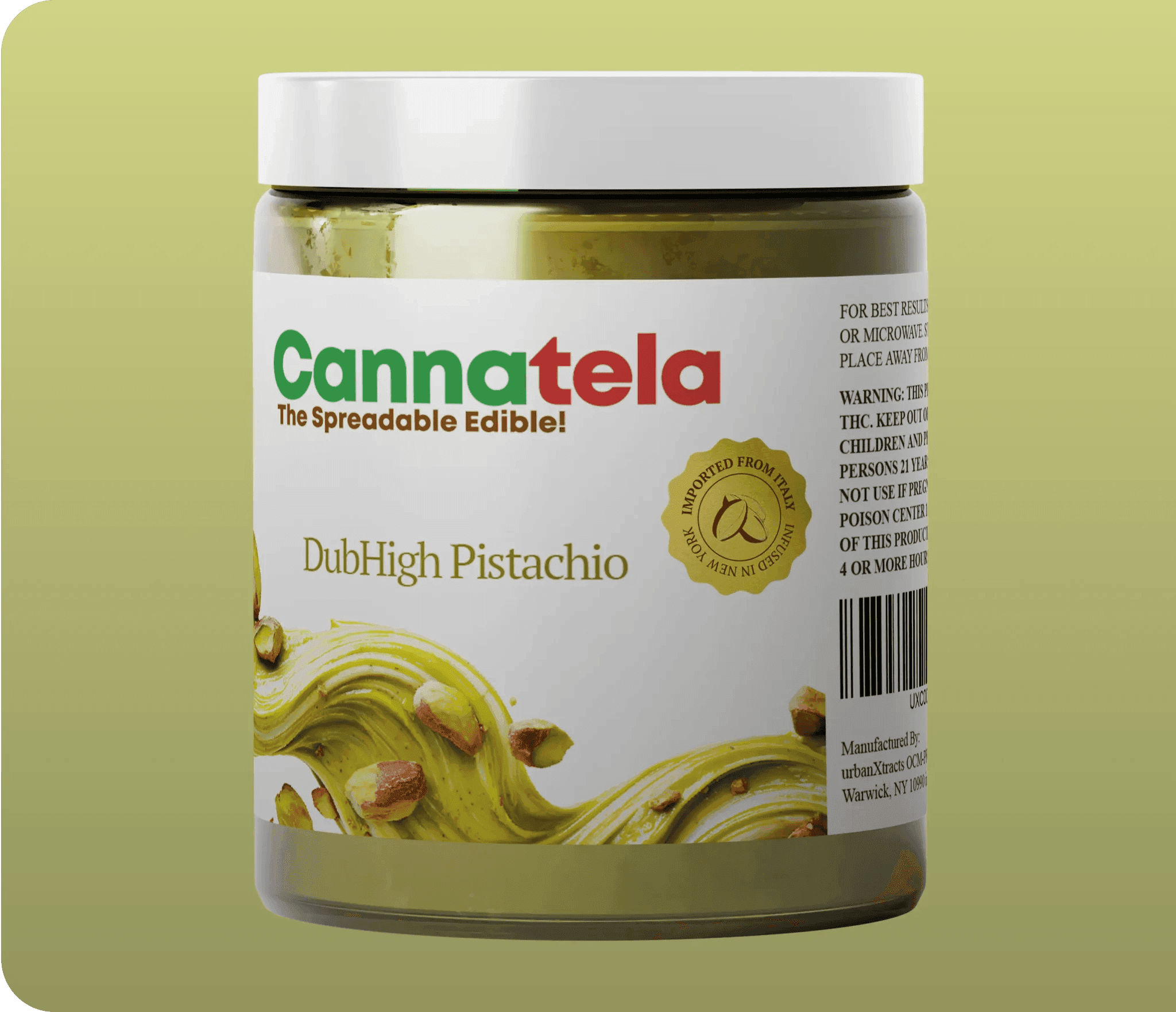 Pistachio  Spread •  96.72mg THC | 97.94mg CBD | 108.80mg CBG | 303.46mg